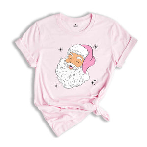 Retro Pink Christmas Santa Shirt, Pink Santa Hat Shirt, Retro Christmas Santa, Pink Christmas, Vintage Santa Shirt