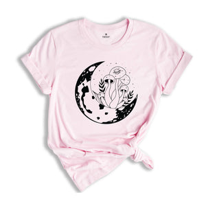 Mushroom Shirt, Witchy Mushroom Shirt, Mystical Mushroom T-shirt, Moon Phase Shirt, Moon with Magic Mushroom Shirt, Mushroom Tee Gift