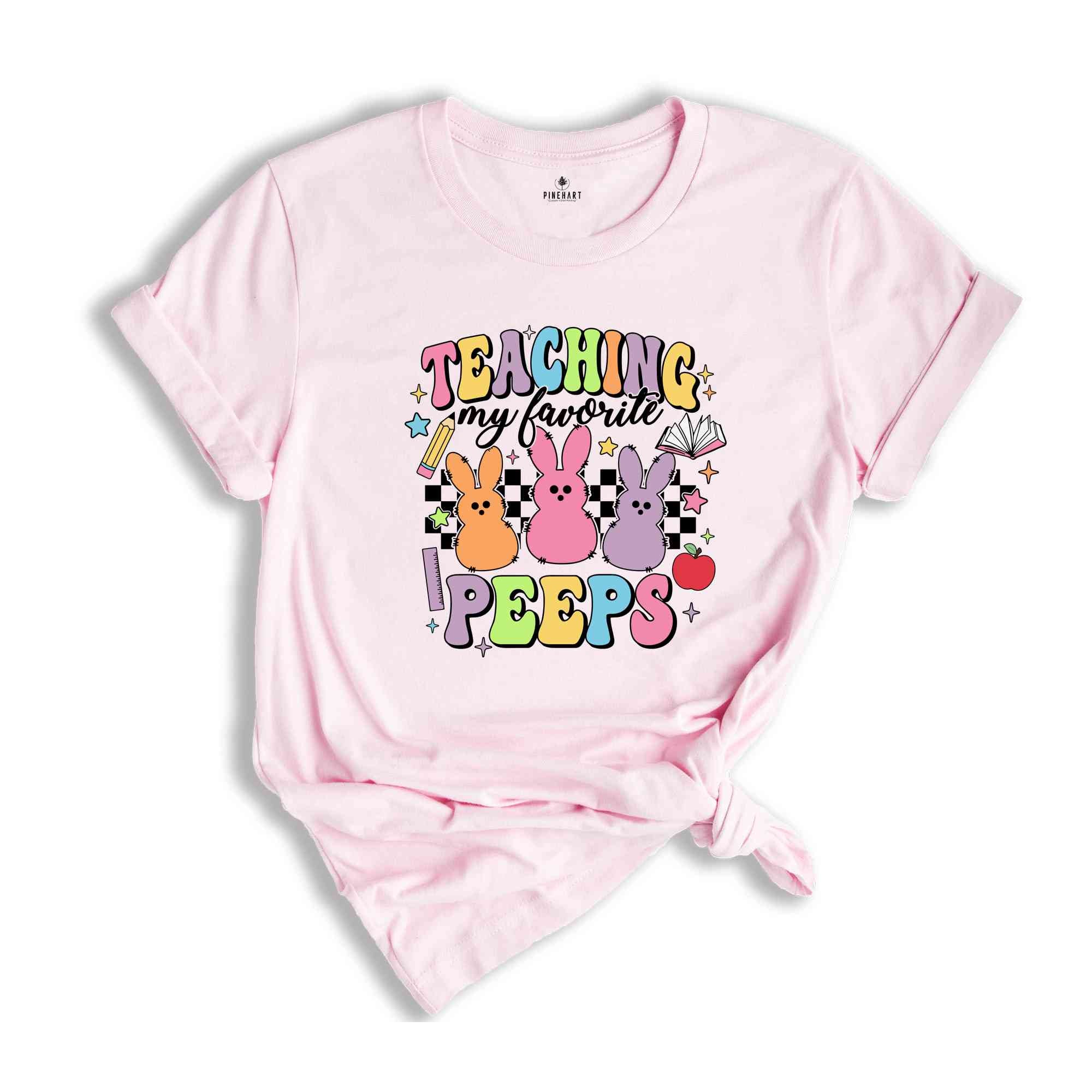 Teaching My Favorite Peeps Shirt, Retro Easter Shirt, Easter Teacher Shirt, Easter Bunny T-Shirt, Peeps Teacher Shirt