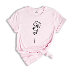 Poppy Flower Shirt, August Flower Shirt, August Birthday Shirt, Birthday Shirt, Birth Month Flower Shirt, Flower Shirt