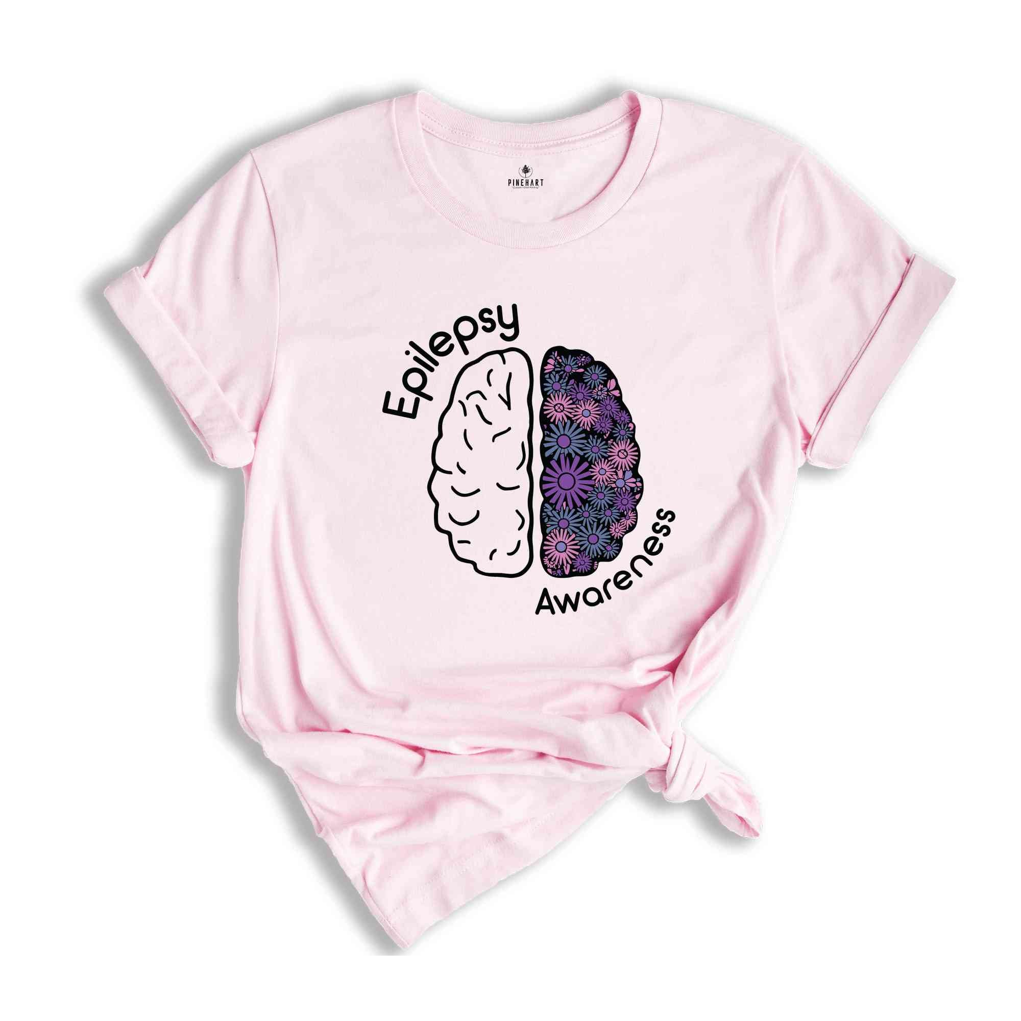 Epilepsy Awareness Shirt, Brain Shirt, Floral Brain Shirt, Epilepsy Gift, Motivational Shirt, Epilepsy Mom Shirt, Purple Ribbon Shirt