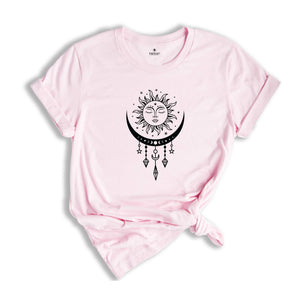 Mystic Sun And Moon Shirt, Moon Phase Shirt, Celestial Shirt, Boho Moon Shirt, Spiritual Shirt, Vintage Moon Shirt, Mystical Sun Shirt