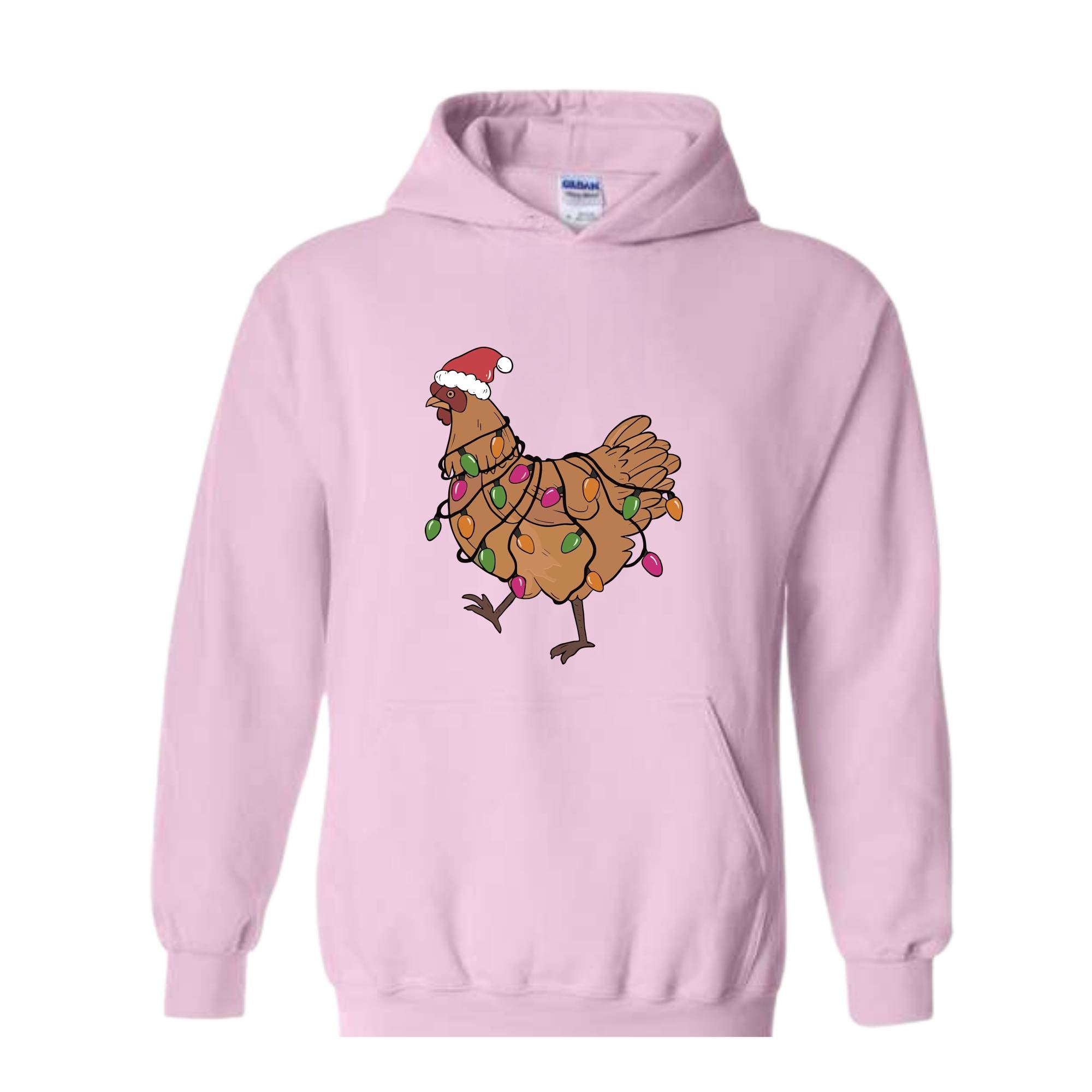 Chicken Christmas Lights Sweatshirt, Animal Christmas Sweatshirt, Farm Christmas Sweatshirt, Funny Chicken Lover, Women Chicken Hoodie