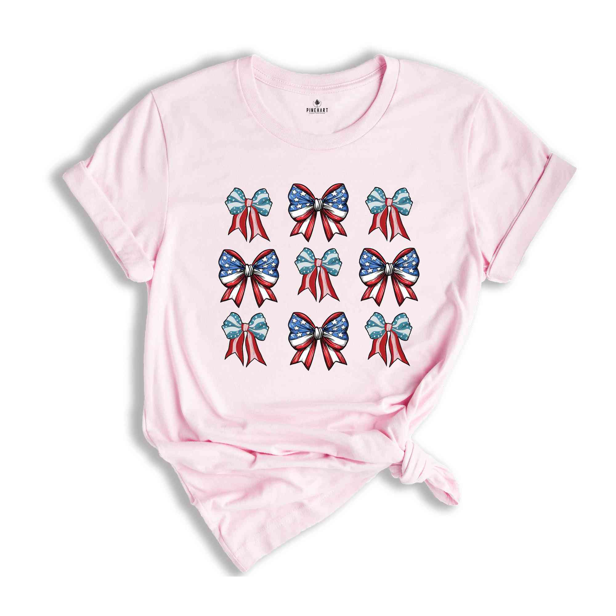 4th of July Shirt, Coquette Shirt, Bow Shirt, Ribbon Shirt, American Flag Shirt, Independence Day Shirt, Patriotic Shirt, USA Shirt