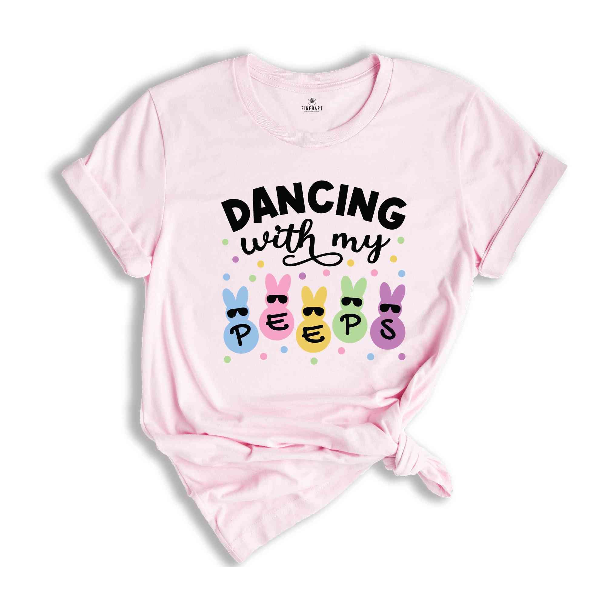 Dancing With My Peeps Shirt, Dancing Bunny with Sunglasses T-Shirt, Easter Bunny Shirt, Easter Day Gift, Easter Kids T-Shirt