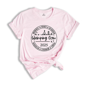 Glamping Crew 2025 T-Shirt, Girls Camping Trip Shirt, Glamping Shirt, Camper T-Shirt, Outdoor Shirt, Camping Outfit, Girls Weekend Shirt