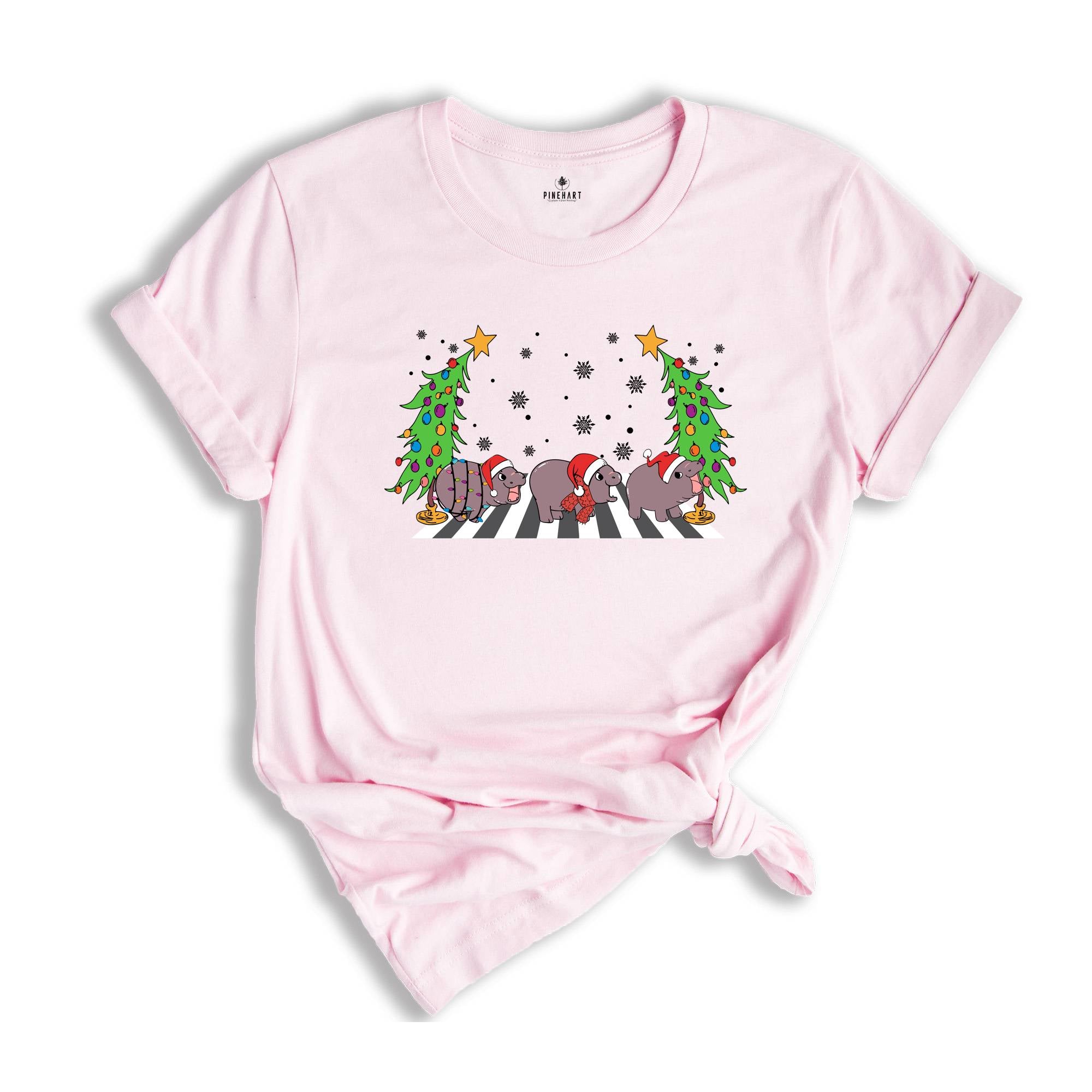 Christmas Moo Deng And Pesto Shirt, Moo Deng Bouncy Pig in Thai Shirts, Baby Hippo Baby Penguin Holiday Shirt