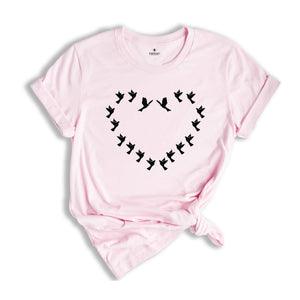 Heart Birds Shirt, Bird Shirt, Cute Bird Shirt, Birds Shirt, Bird Lover Gift, Animal Lover Shirt, Gift For Bird Lover, Nature Lover Shirt