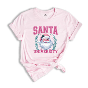 Santa University Shirt, Pink Christmas Shirt, Santa Face Shirt, Cute Christmas Shirt, Women's Christmas Shirt, Christmas Gift, Xmas Tee