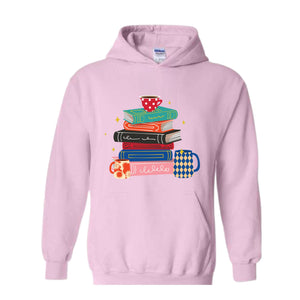 Coffee And Books Sweatshirt, Bookish Hoodie, Gift For Teacher, Librarian Sweater, Cute Books And Coffee Hoodie