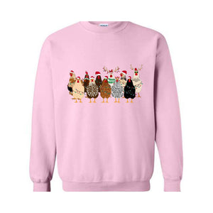 Сute Christmas Chickens Sweatshirt, Christmas Farm Animals Sweat, Chicken Sweater, Christmas Holiday Gifts