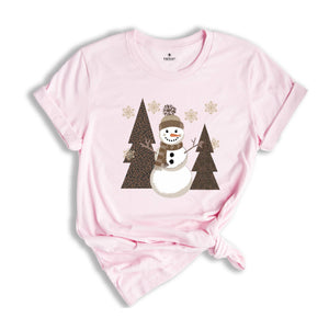 Leopard Christmas Snowman Shirt, Winter Cozy Shirt, Leopard Snowman Shirt, Christmas Shirt, Holiday Shirt, Christmas Mom Shirt