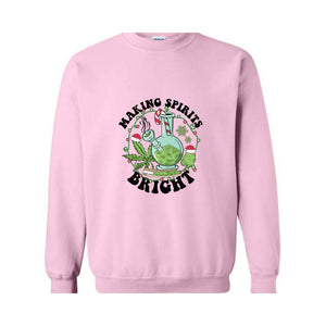 Making Spirits Bright Sweatshirt, Merry Weedmas Sweatshirt, Smoke Weed Sweatshirt, Christmas Sweatshirt, Funny Christmas