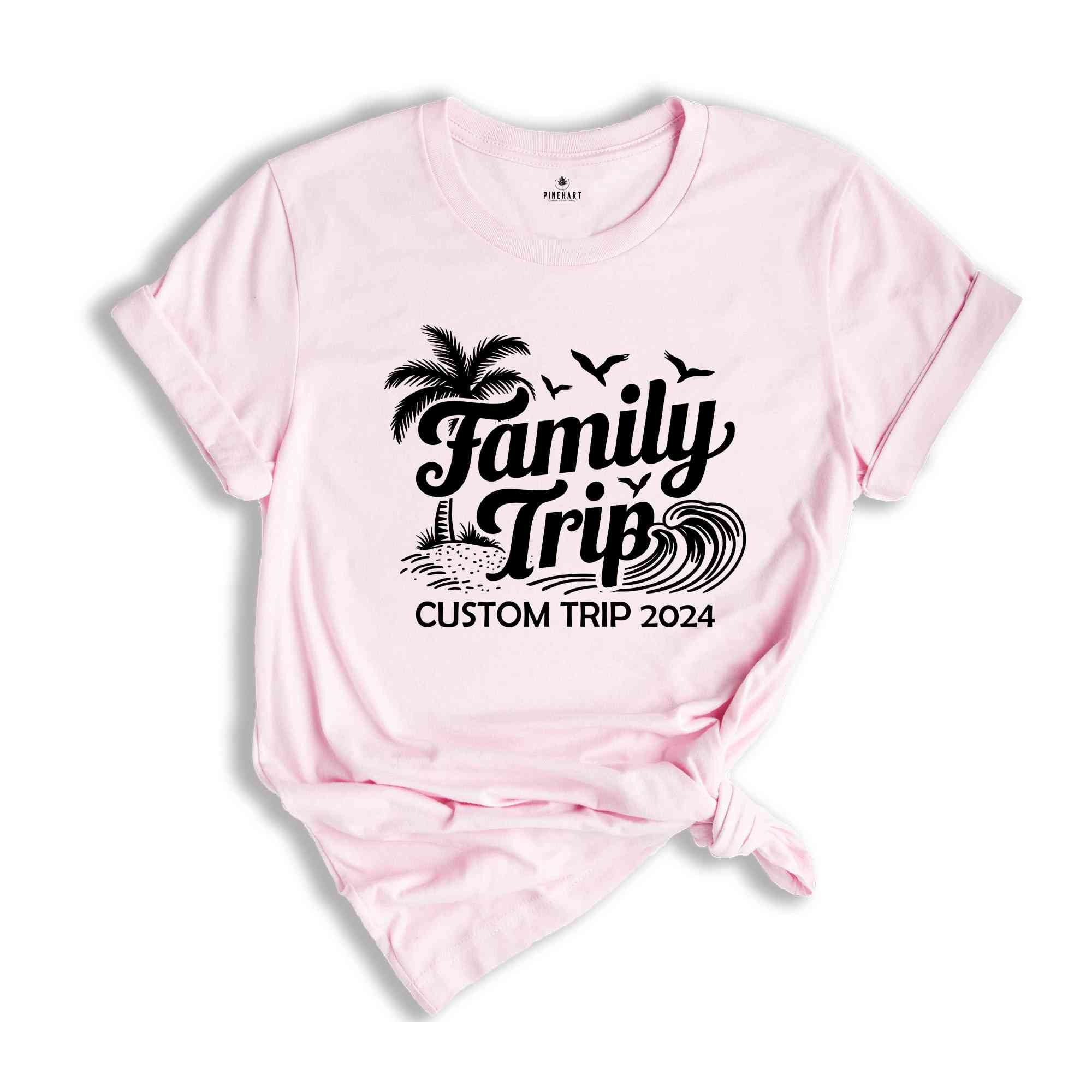 Custom Girls Trip Shirt, Matching Friends Vacation Shirt, Family Beach Shirts, Palm Tree Shirts, 2024 Summer Vacation Shirts for Family