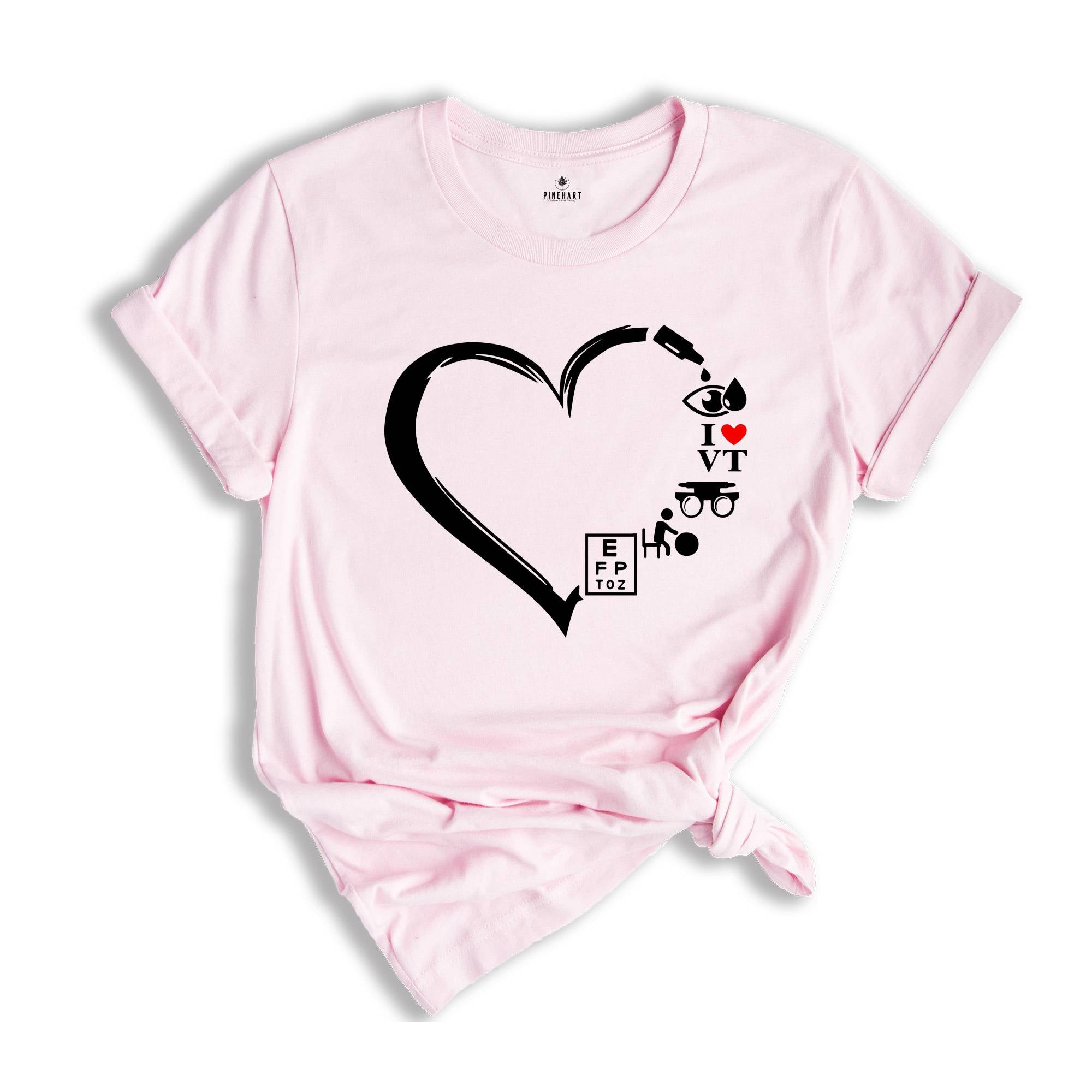 I Love Vision Therapy Shirt, Optometry Heart Shirt, Optician Gift, Vision Therapist T-Shirt, Ophthalmology Gift