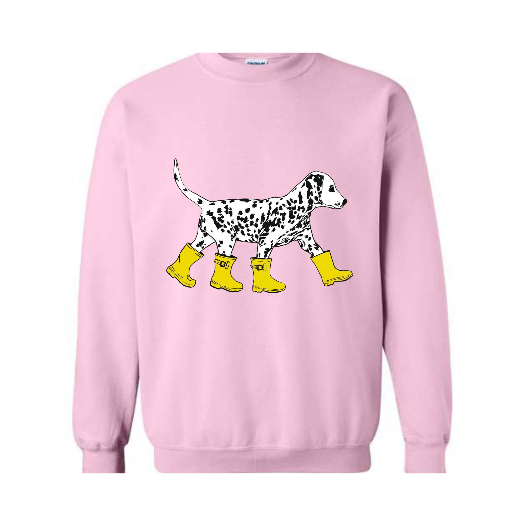 Dog in Boots Sweatshirt, Cute Dalmation Dog Hoodie, Dog Lover Hoodie, Winter Dog Sweater, Dalmation Dog Hoodie, Dog Lover Hoodie