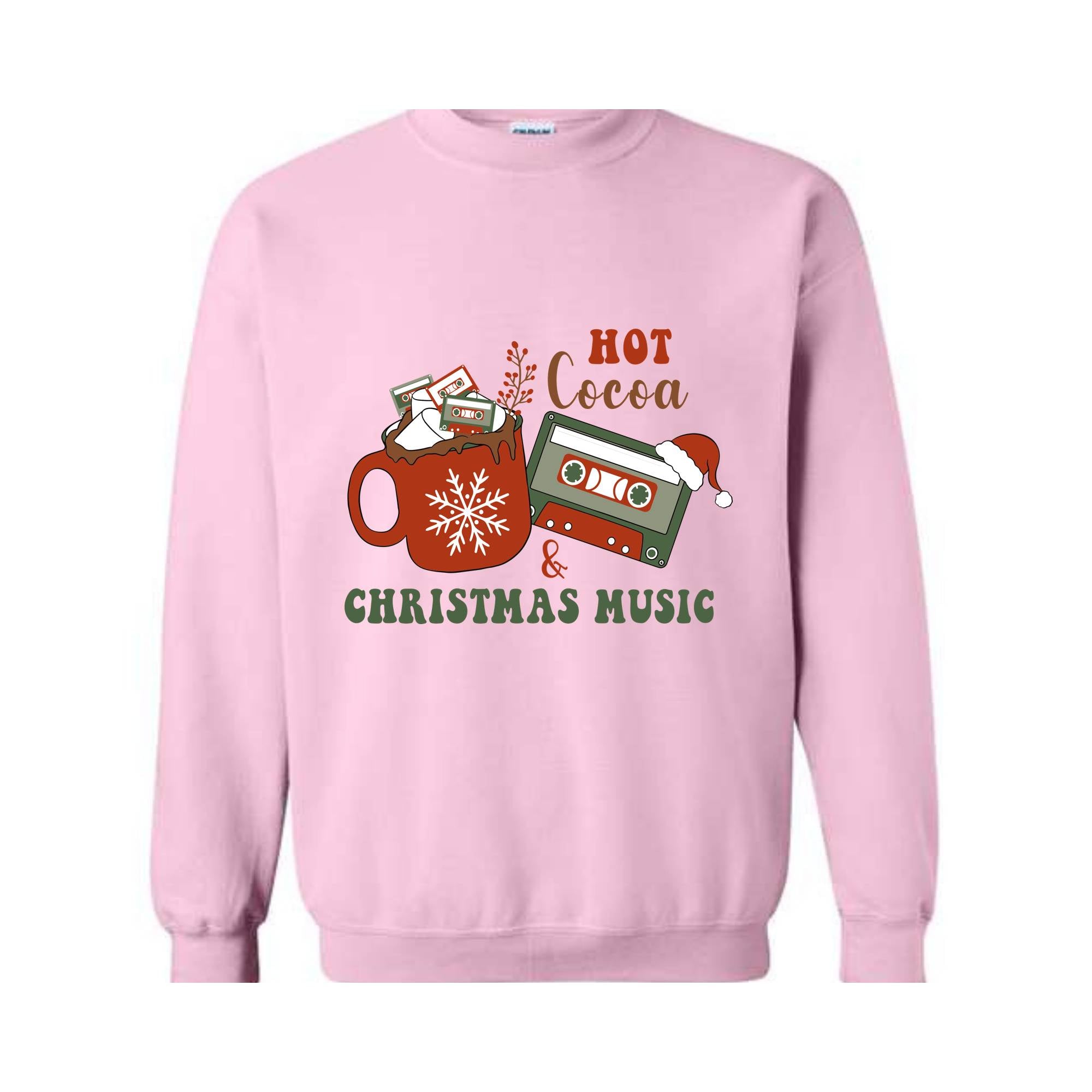 Hot Cocoa and Christmas Music Sweatshirt, Christmas Party Sweater, Christmas Family, Hot Cocoa Drinks Sweatshirt