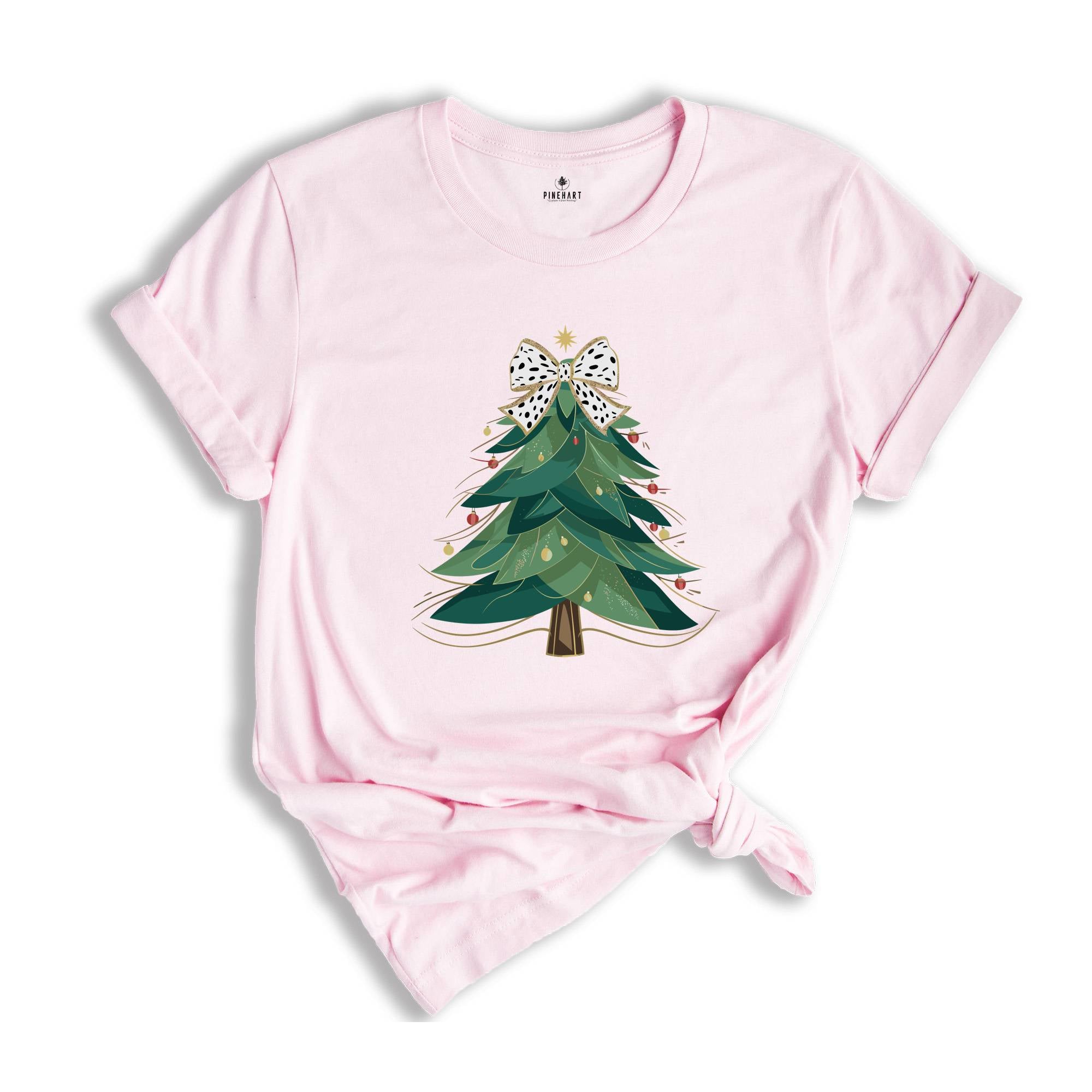 Coquette Christmas Tree, Girly Christmas Tree T-shirt, Christmas Coquette Bow Shirt, Merry Christmas T-shirts