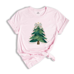 Coquette Christmas Tree, Girly Christmas Tree T-shirt, Christmas Coquette Bow Shirt, Merry Christmas T-shirts