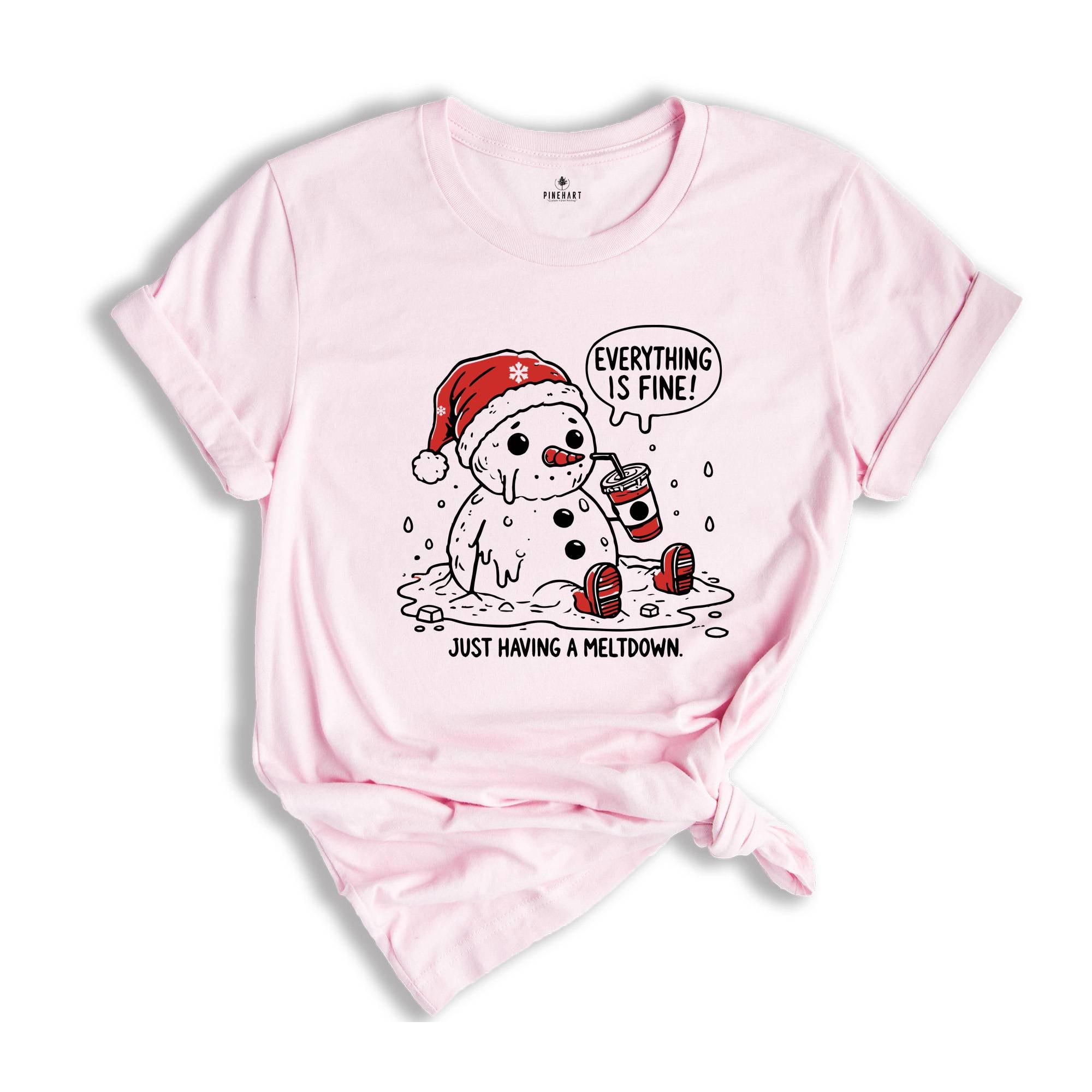 Funny Snowman I'm Having a Meltdown Christmas T-Shirt, Winter Holiday Gift, Christmas Humor Shirt, Humorous Xmas Tee