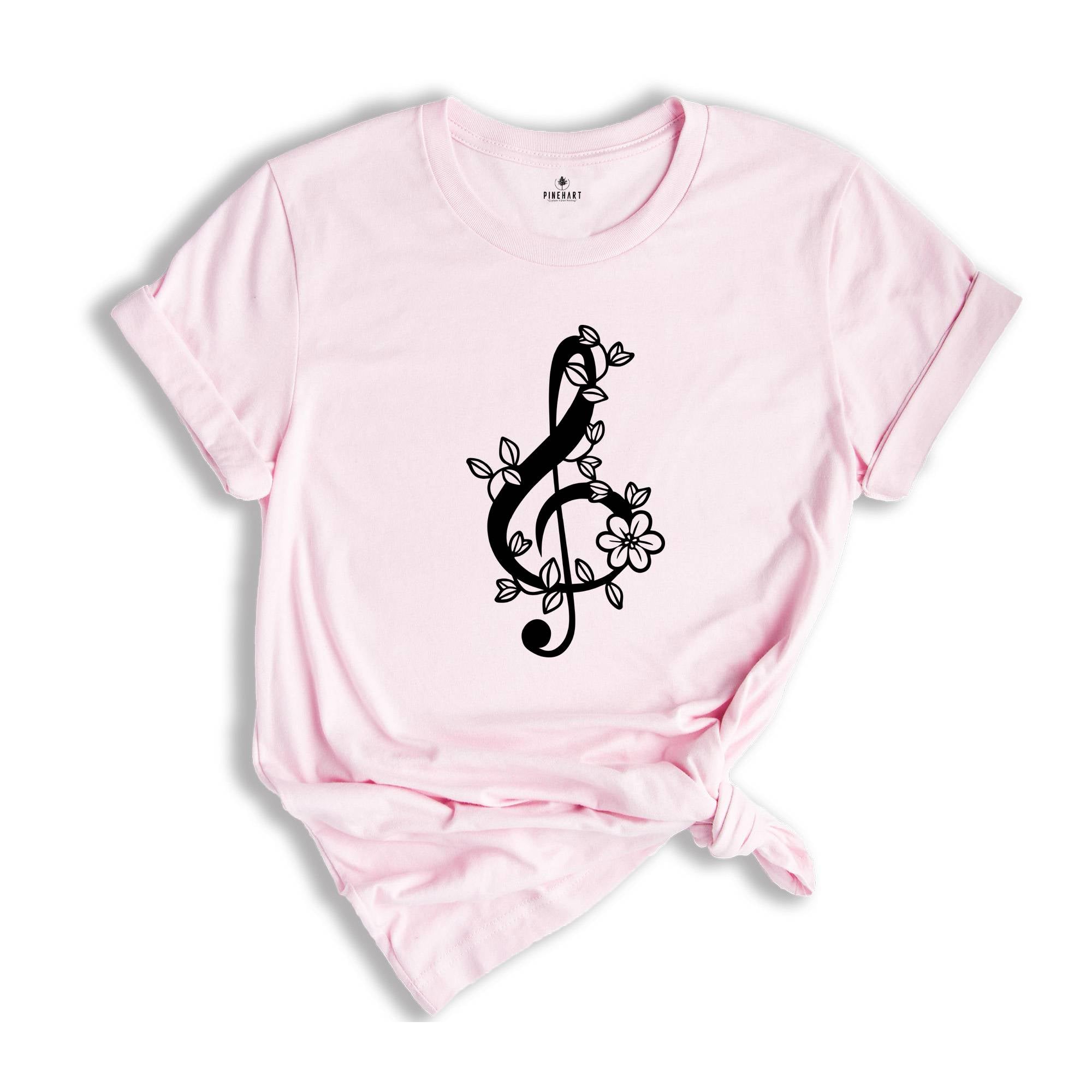 Floral Music Notes T-shirt, Music Teacher Shirt, Musician Gifts, Piano Tee, Music Notes Apparel, Funny Pianist Gift