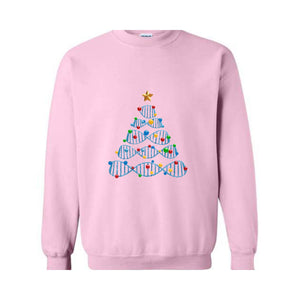 DNA Christmas Tree Sweatshirt, Science Puns Chemistry Gift