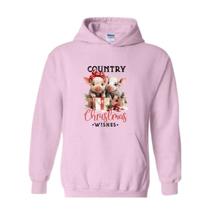 Country Christmas Wishes Sweatshirt, Christmas Sweatshirt, Christmas Gifts, Christmas Pig Sweater, Pig Sweatshirt