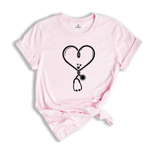 Heart Stethoscope Shirt, Valentine Nurse Tee, Valentine Doctor T-Shirt, Heart Stethoscope, Valentine Day Nurse Gift