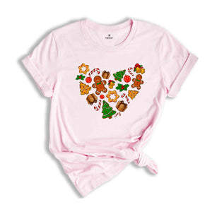 Christmas Gingerbread Heart Shirt, Gingerbread Shirt, Christmas Gift, Christmas Tree Shirt, Holiday Shirt, Santa Shirt, Christmas Shirt