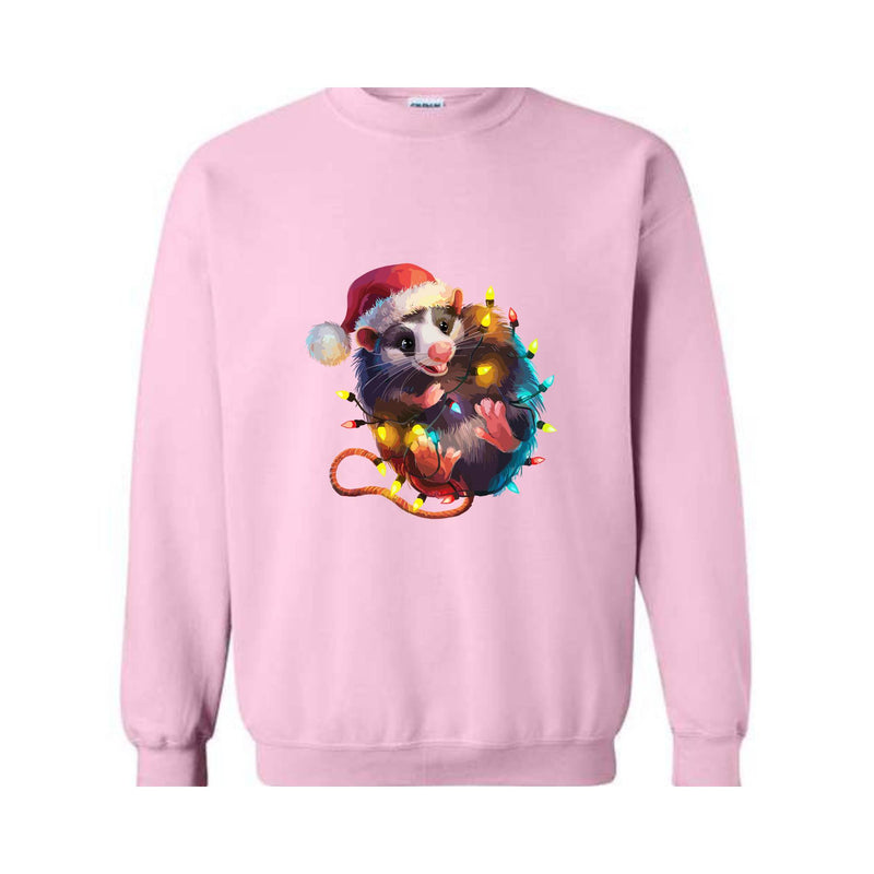 Christmas Opossum sweatshirts, Opossum tangled xmas lights, Ugly Christmas sweaters, holiday sweatshirts, funny Ugly xmas sweaters