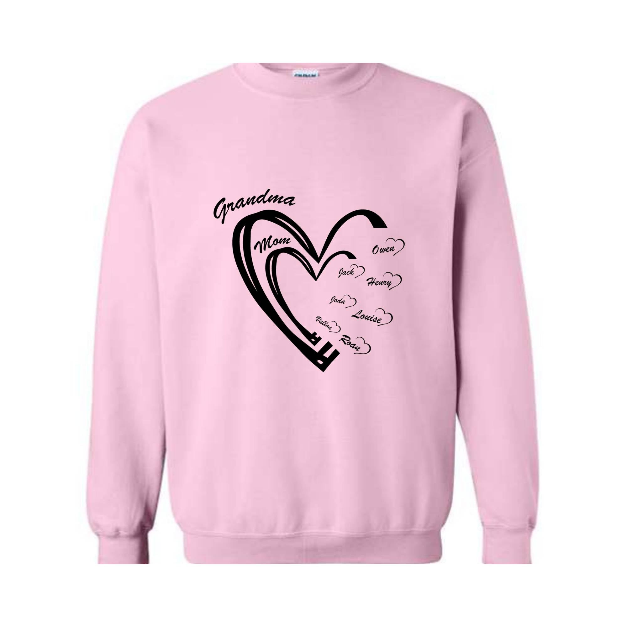 Custom Grandma Heart Sweatshirt, First Time Grandma Sweatshirt, kids Names , Godmerch Sweatshirt, Mother's Day