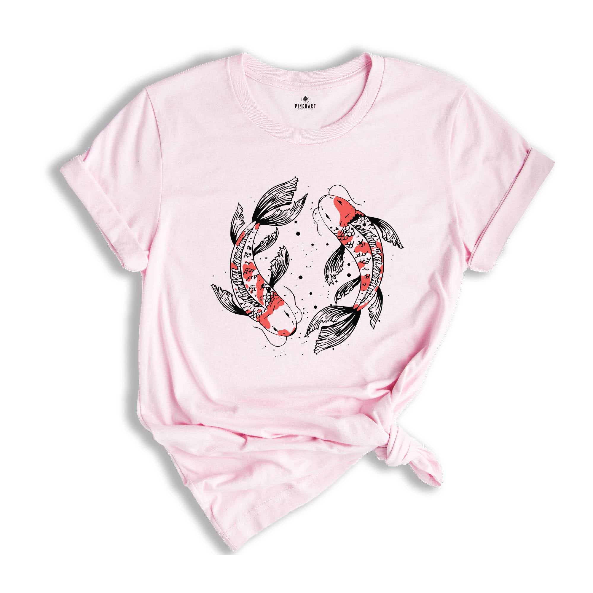 Japanese Street Wear, Japanese Art T-Shirt, Koi Fish Tee, Japanese Koi Fish, Yin Yang Art Drawing Shirt, Cute Animal Gift