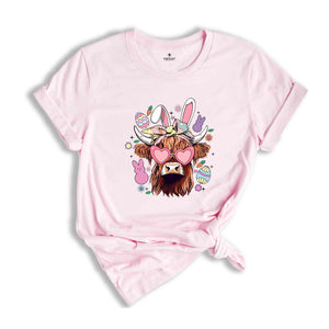 Easter Highland Cow Shirt, Highland Cow Shirt, Happy Easter Shirt, Happy Easter Day, Cute Bunny Shirt, Easter Peeps Shirt, Easter Girl Tee