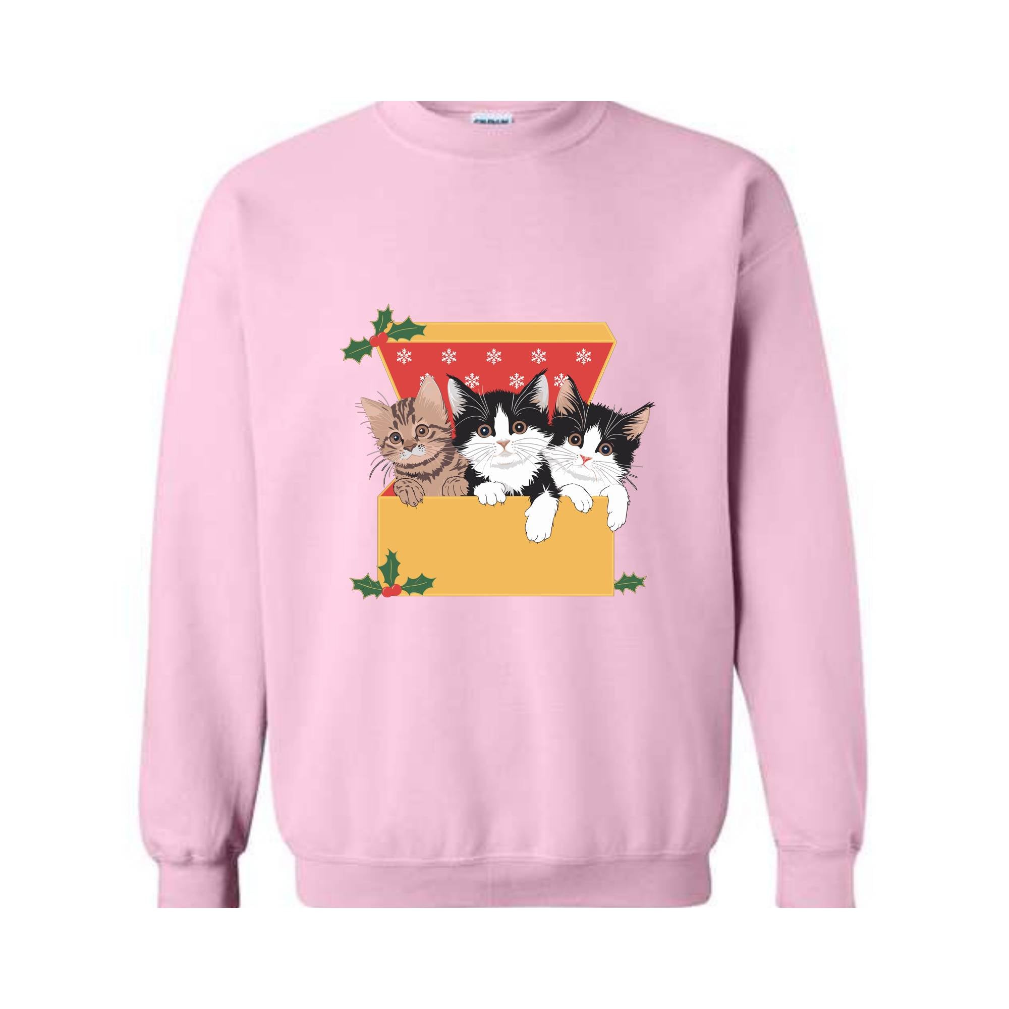 Cute Cat Christmas Sweatshirt, 90s Cat Christmas Hoodie, Retro Christmas Gift, Funny Cat Christmas Sweatshirt, Cat Lover Gift