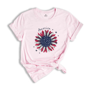 Vintage America Sunflower Shirt, USA Flag Flower Shirt, 4th Of July Shirt, Freedom Shirt, Independence Shirt