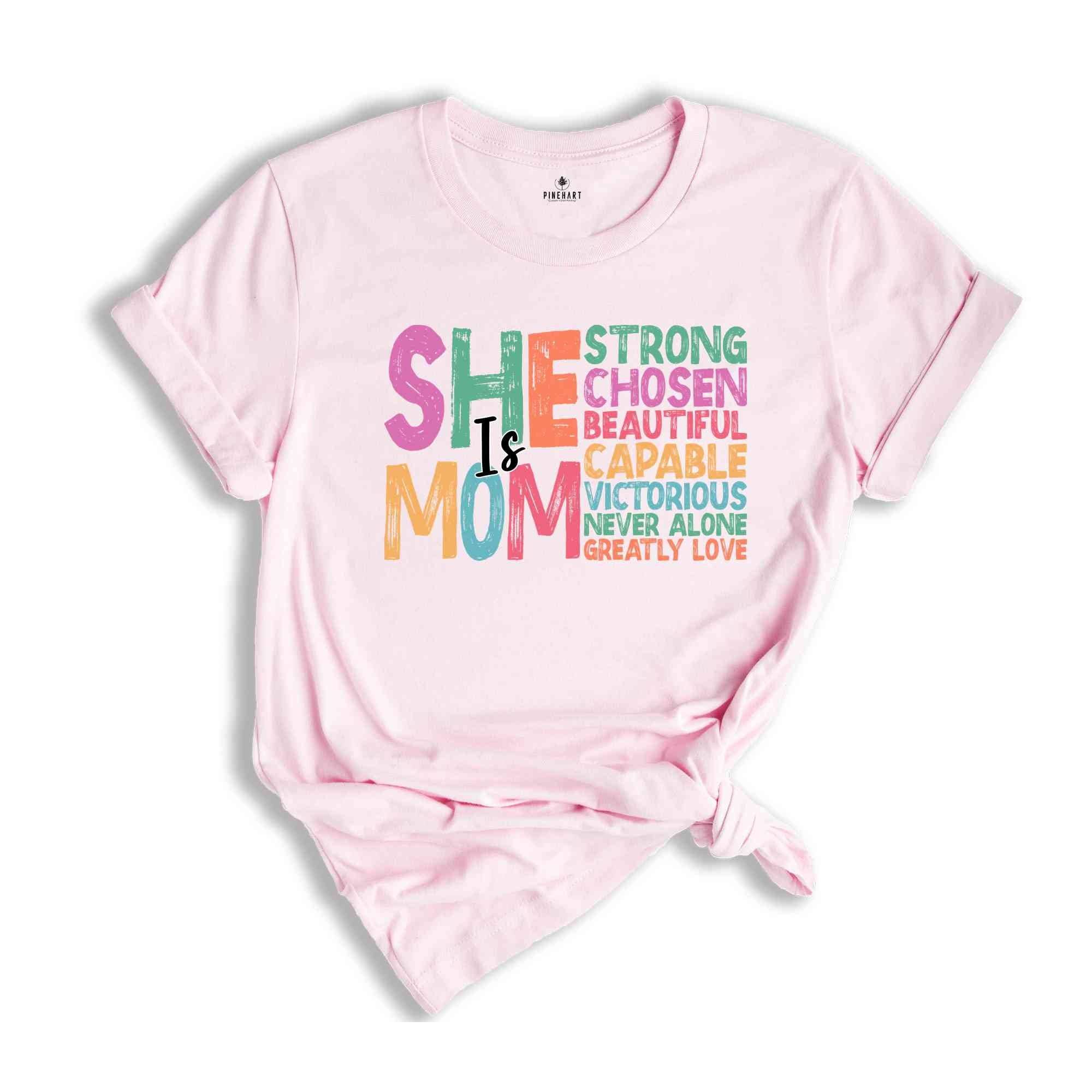 She Is Mom Shirt, Mother's Day Shirt, Gift For Mother, Rainbow Shirt, Cute Mother's Day Shirt, Mama Shirt, Cute Mother Tee