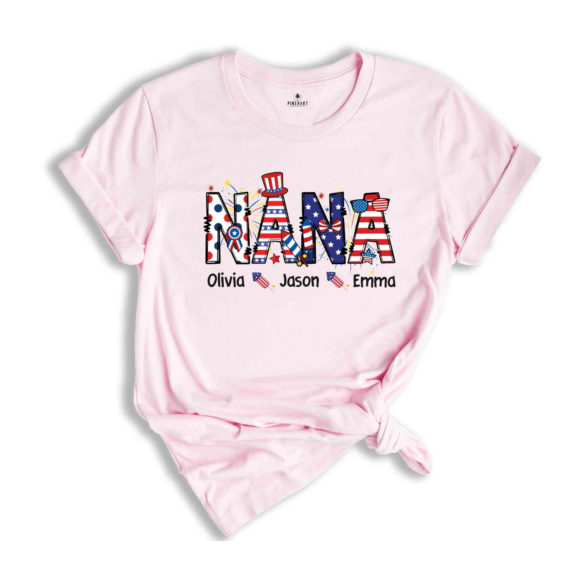 Custom Nana Shirt, Independence Day Shirt, Custom 4th Of July Shirt, Republican Shirt, Custom Names, Gift For Nana, Personalized Nana Shirt