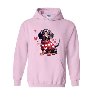 Valentine Dachshund Dog Sweatshirt, Valentine's Day Hoodie, Dog Mom Hoodie, Dachshund Valentines Hoodie, Dachshund Hoodie, Dachshund Mom