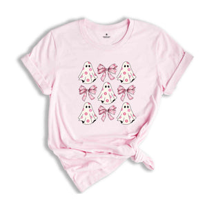 Coquette Halloween Shirt, Coquette Pink Bow Ghost, Cute Ghost Shirt, Pink Coquette Halloween Shirt, Pink Spooky Vibes Shirt