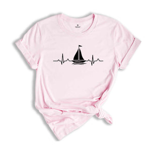 Sailing Heartbeat Shirt, Sailing Shirt, Sailing Gift, Captain TShirt, Boating Shirt, Sailing Lover Tee, Lake Life Shirt, Beach Shirt