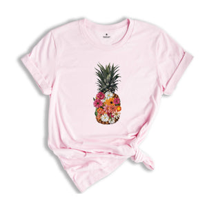 Pineapple Flower Shirt, Cute Hawaii Shirt, Flower Shirt, Aloha Beaches Shirt, Travel Shirt, Matching Family Vacation Shirt