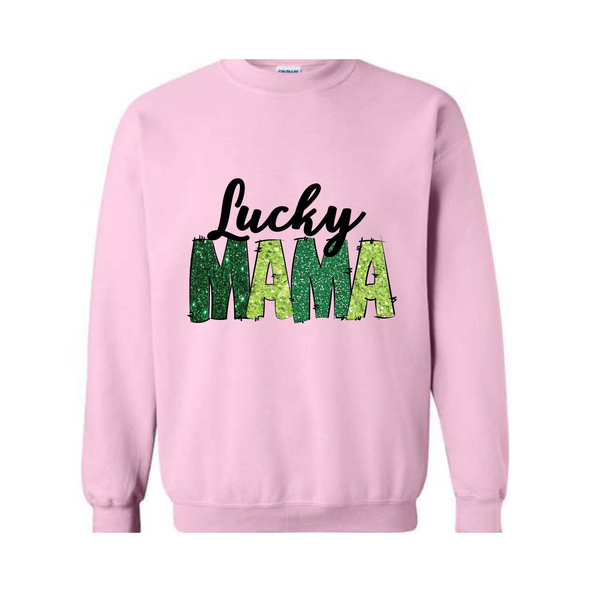 Custom Lucky Mama Sweatshirt, Custom Saint Patrick Sweatshirt, Mom Gift, Glitter St Patrick Hoodie, Personalized Clover Sweatshirt