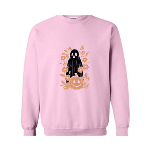 Floral Ghost Halloween Sweatshirt, Halloween Autumn Hoodie, Pumpkin Hoodie, Ghost Sweatshirt, Halloween Gifts