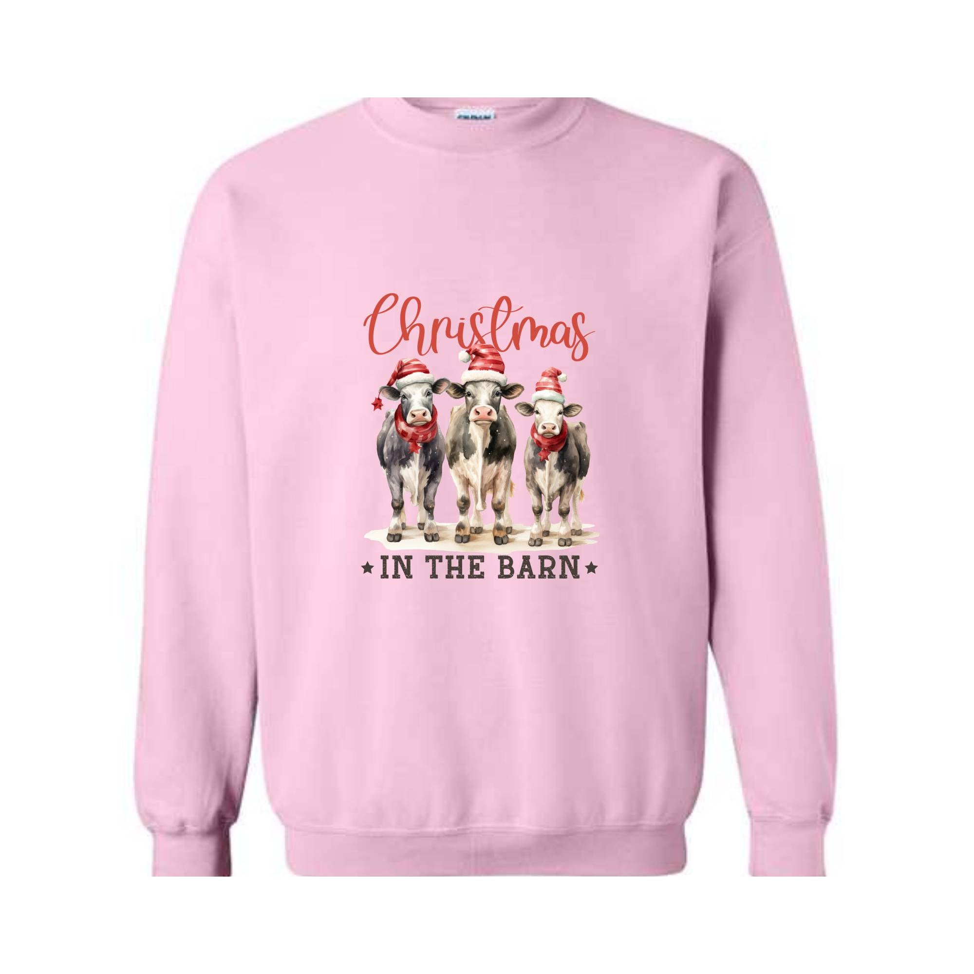 Christmas In The Barn Sweatshirt, Christmas Sweatshirt, Christmas Cow Sweatshirt, Christmas Gifts, Christmas Sweater