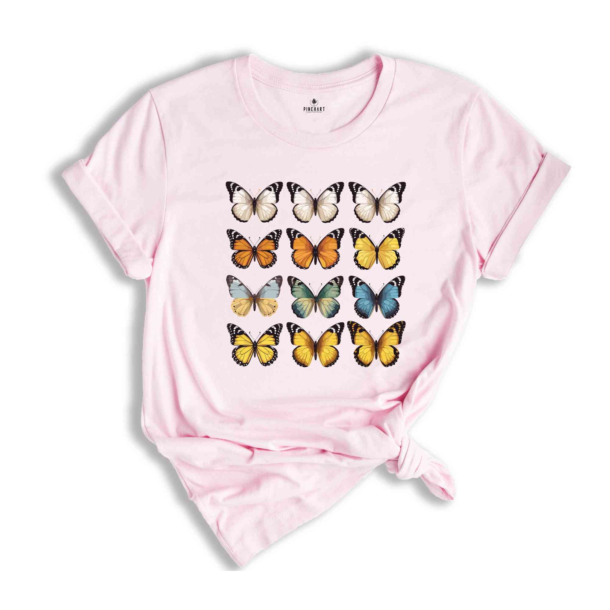 Butterfly Shirt, Butterflies Tee, Vintage Shirt, Minimalist T-Shirt, Tee Floral Shirt, Retro Butterflies Shirt, Nature Lover Shirt