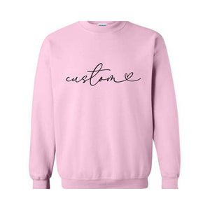 Custom Sweatshirt, Personalized Cursive Text Sweat, Floral Sleeve Sweatshirt, Personalized Gifts