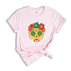 Mexican Skulls Tee, Skulls Shirt, Mexican T-Shirt, Mexican Fashion, Skull and Roses Tee, Colorful Skulls