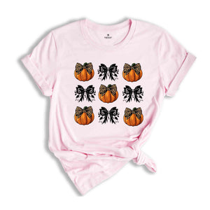 Coquette Bow Aesthetic T-Shirt, Cute Fall Shirt , Thanksgiving Shirt, Pumpkin Shirt, Fall Shirt, Cute Girly Shirt