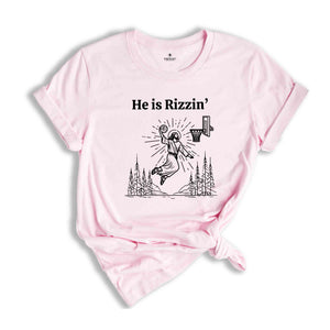 He is Rizzin Funny Easter Shirt of Jesus Playing Basketball, Retro Y2K Christian Faith Religious Shirt, Christian Easter Shirt