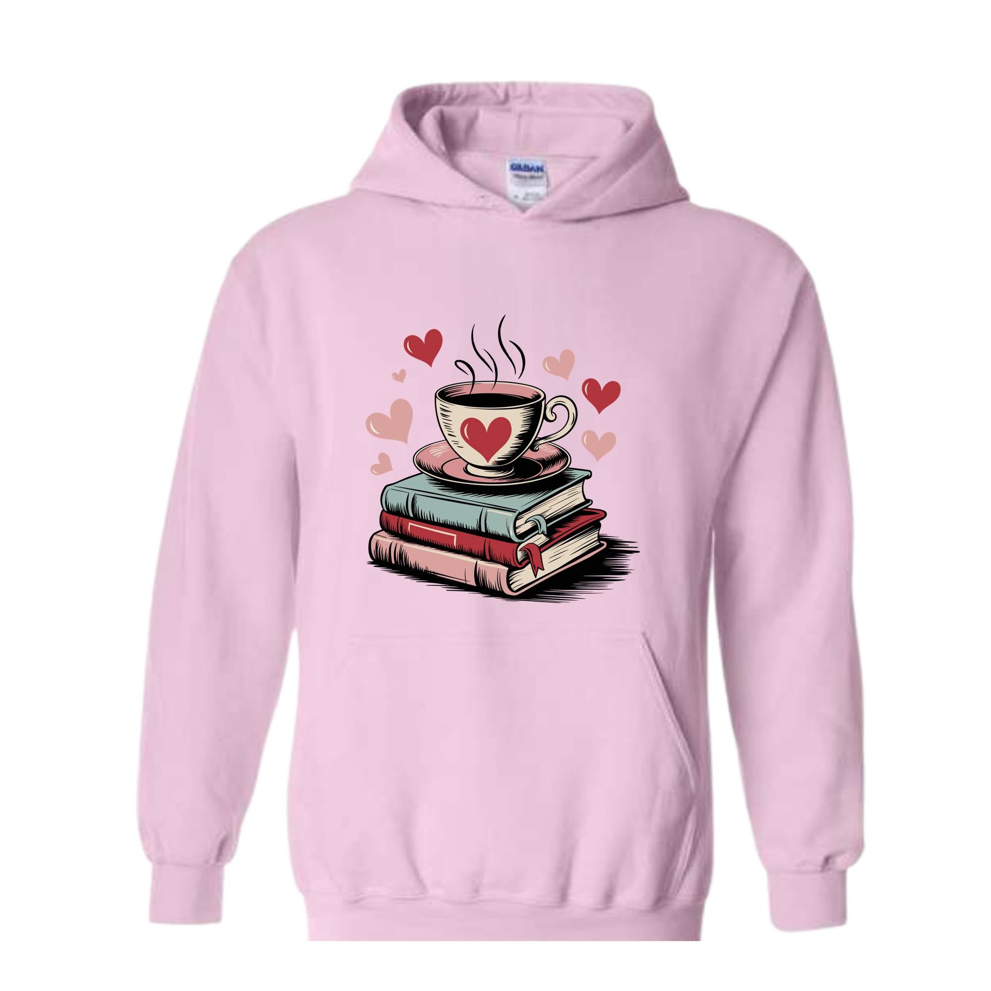 Book Lover Valentine Sweatshirt, Gift for Book Lovers, Valentine Bookish Hoodie, Bookworm Coffee Tee, Reading Hoodie, Reading Hoodie